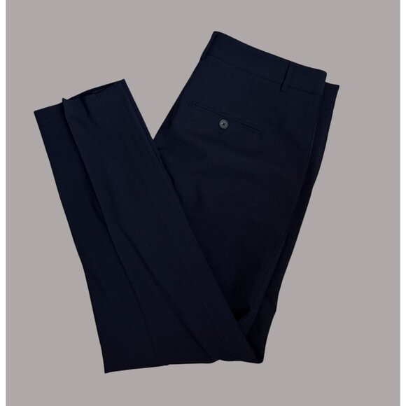 Vince Womens Slim-Fit Navy Trousers Size 12 Wool Blend With Pockets - Picture 8 of 8